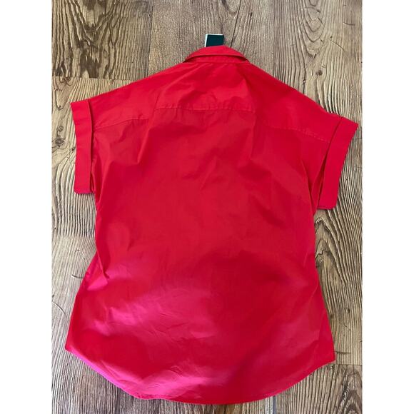 Lauren Ralph Lauren Deep Red Cotton Tie Front Shirt 200747474002 Size M NWT - Picture 12 of 16